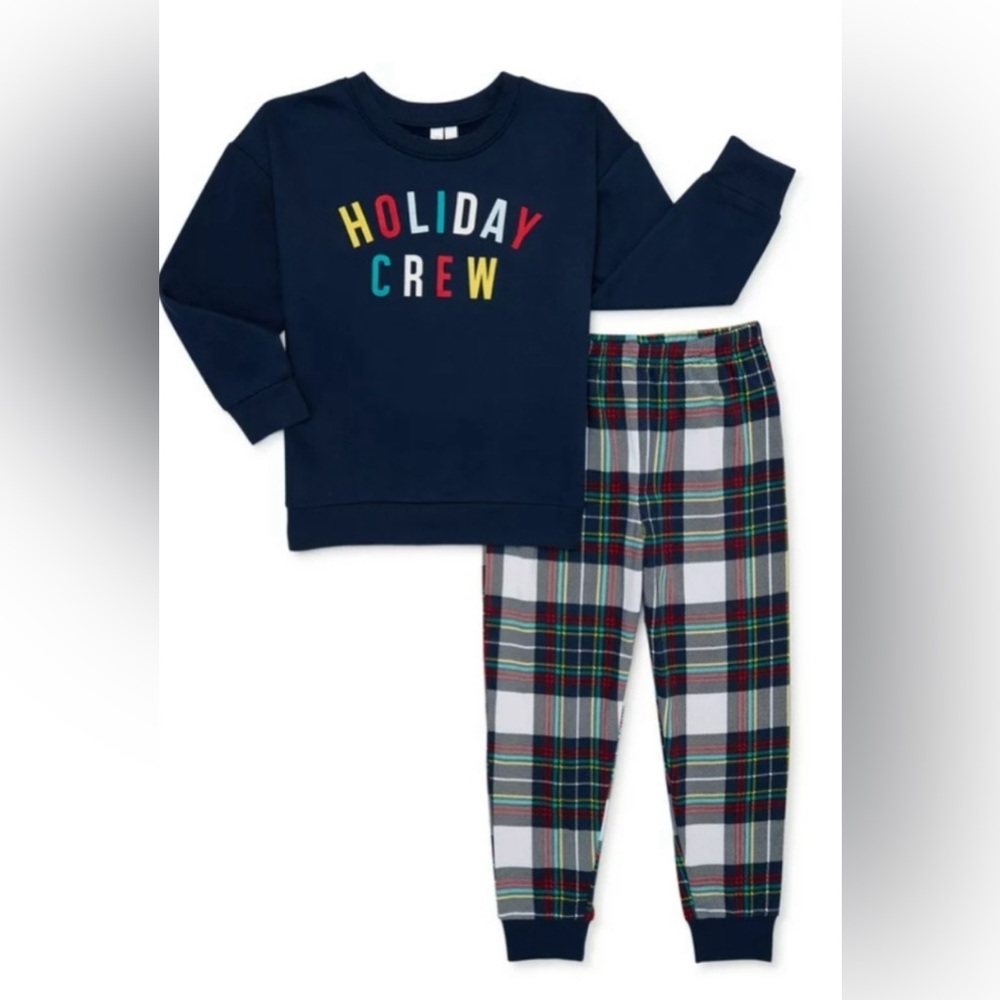 JOYSPUN Toddler 3T Christmas Holiday Crew Plaid & Blue pajama set NWT